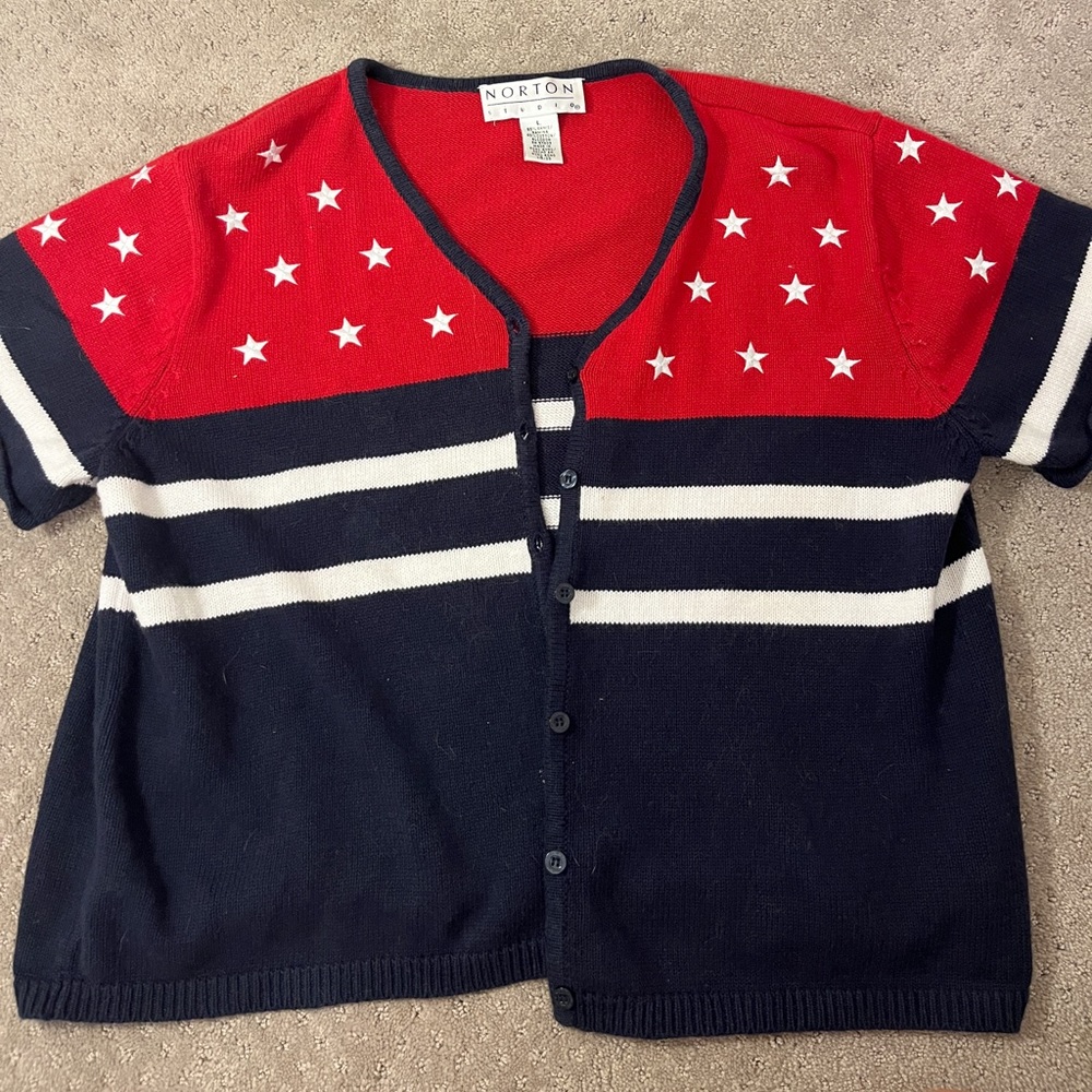 Vintage Red white and blue (American flag) Cropped Sweater